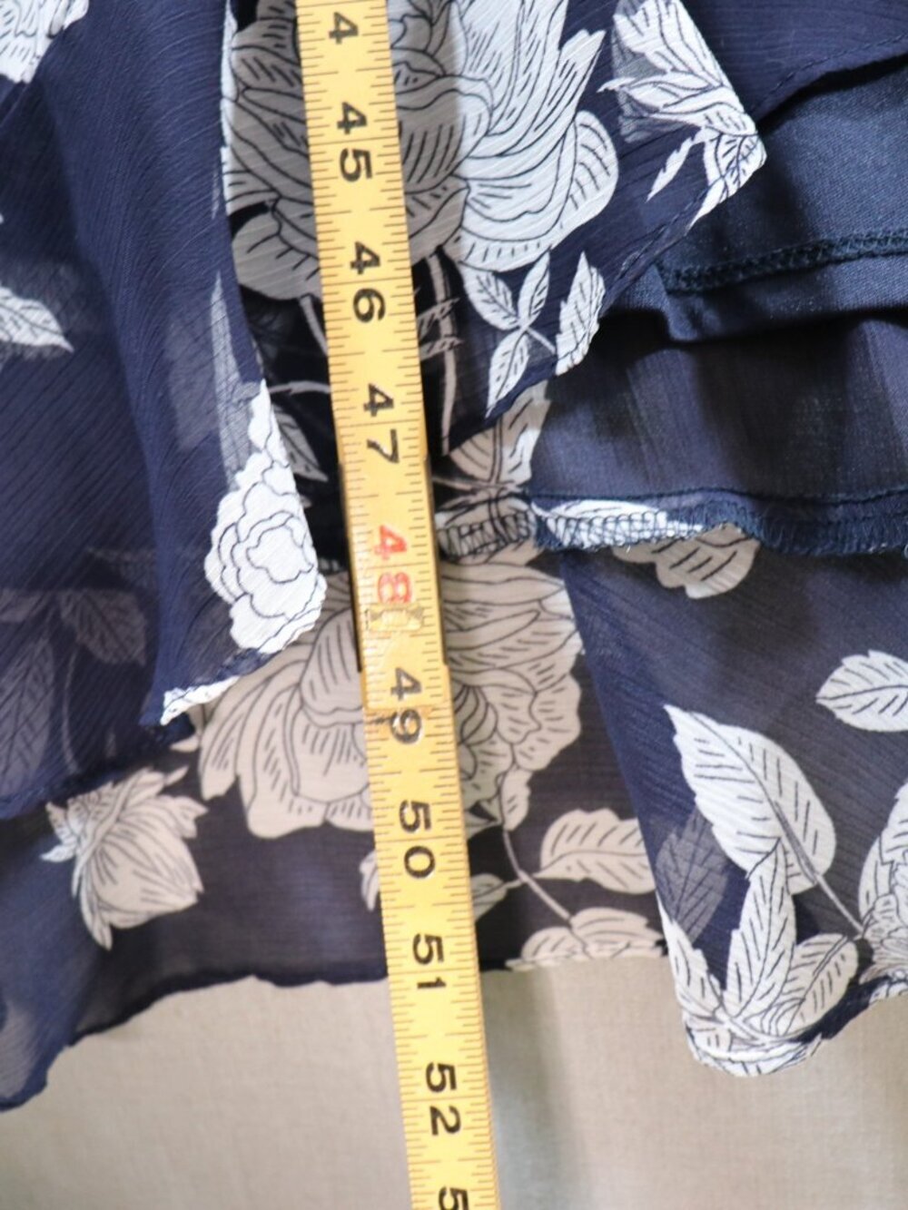 Laura Plus Dress Womens 16P Navy White Chiffon Ruffle Floral Midi 18 Plus - Picture 12 of 14